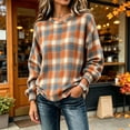 thumbnail image 6 of Xdegoge Women's Plaid Sweater Crewneck Long Sleeve Knit Pullover Tops Casual Oversized Fall Winter Clothes Slouchy Jumper Tops, 6 of 8
