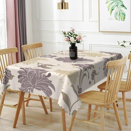 

TTQYFNM 60x120inches Rustic Farmhouse Table Cloth Purple Dahlia Floral Print Pattern Table Cloth Waterproof Easy Clean Fabric Table Cover for Kitchen Dining Room Indoor Outdoor Patio Home Decor C43