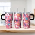 thumbnail image 2 of Cat 20oz Stainless Steel Tumbler with Handle and Straw – Insulated Travel Cup with Sliding Lid, 360° Full Wrap Printed Mug for Home, Outdoor & Sports Use, Kitty, 2 of 6