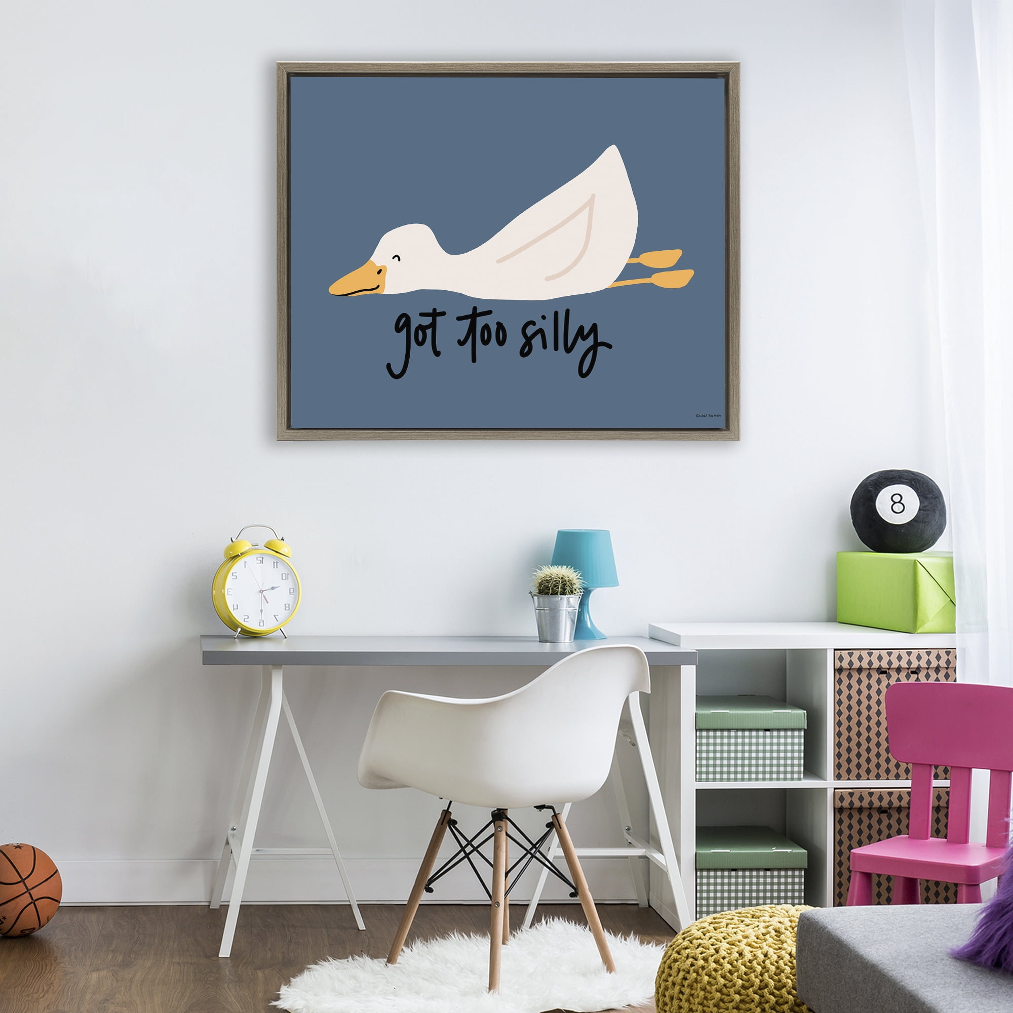 Stupell Industries Got Too Silly Duck Brown Framed Floater Canvas Wall Art, design by Rachel Nieman