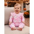 thumbnail image 6 of RUINIXCW Baby Girl 2Pcs Halloween Outfits Long Sleeve Bow Ghost Print Sweatshirt + Pants Set Toddler Clothes, 6 of 9