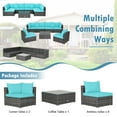 thumbnail image 5 of Gymax 7PCS Patio Rattan Sectional Sofa Set Outdoor Furniture Set w/ Turquoise Cushions, 5 of 10