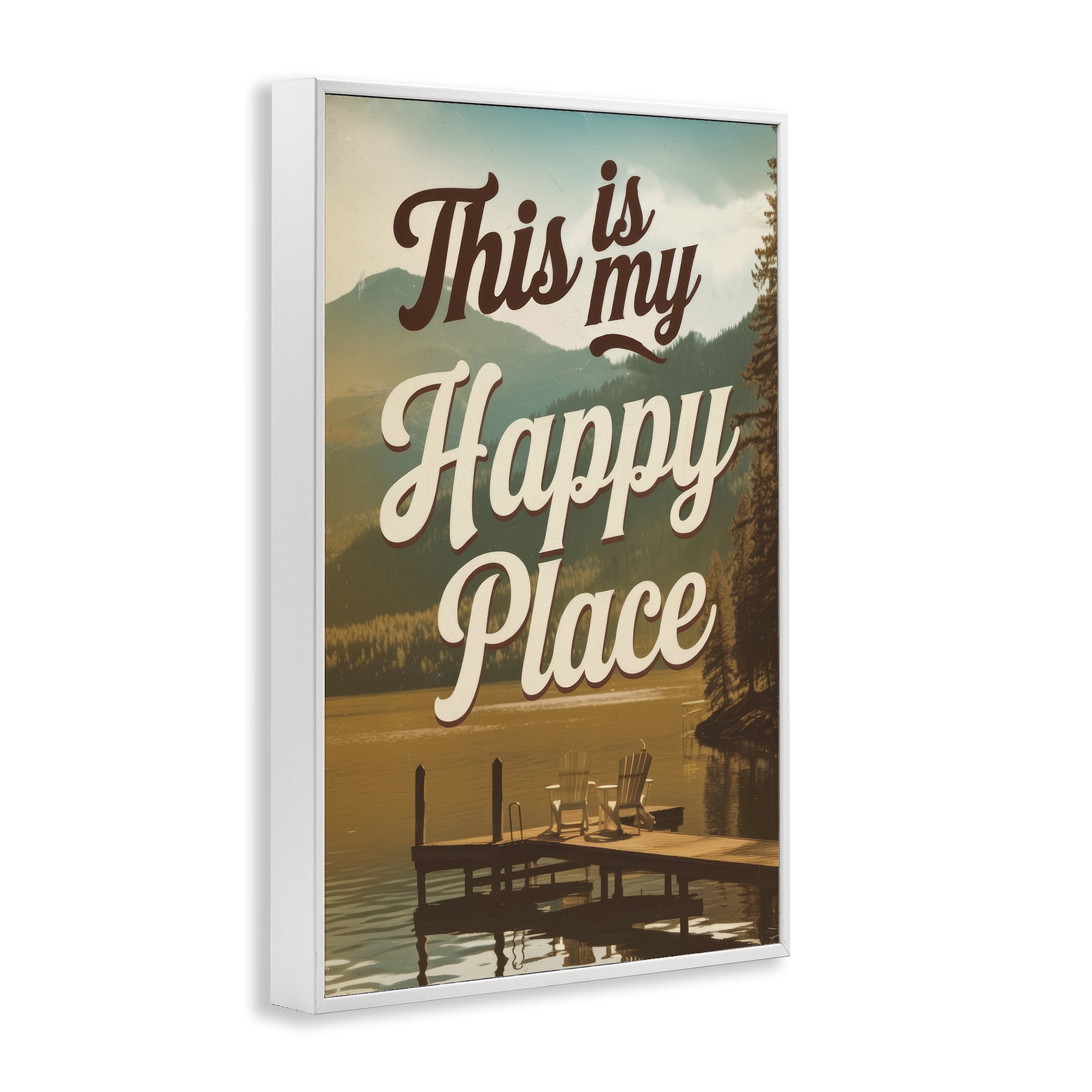 Stupell Industries Vintage My Happy Place White Framed Giclee Art, design by Andreas Magnusson