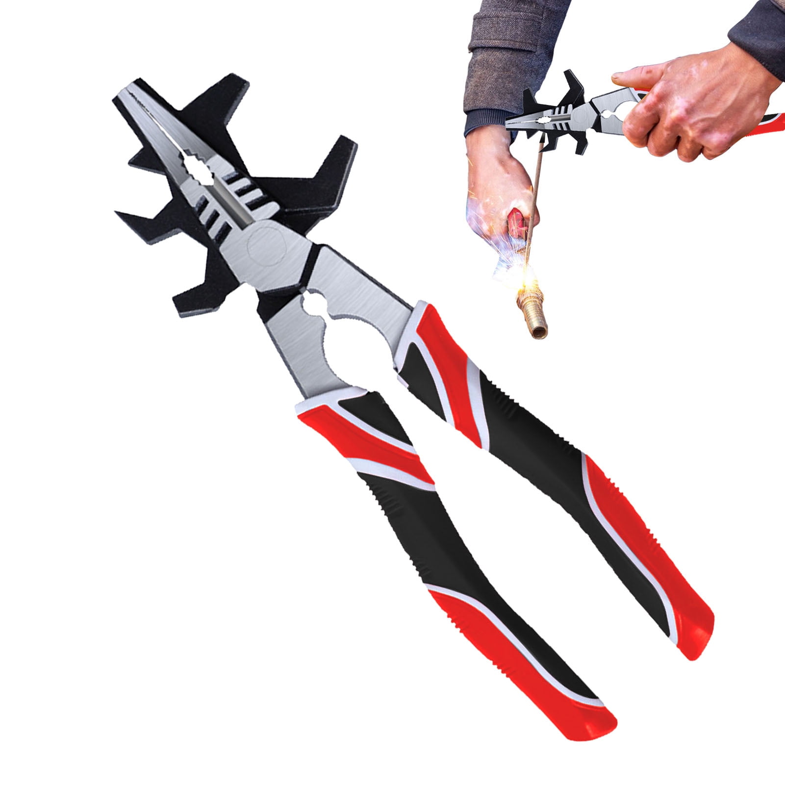 Welding Pliers, 8 Inch High Carbon Steel Welding Pliers For Electrical, Anti Rust Multi Functional Non slip Comfort Handles Wire Cutter Pliers For Electrical, Mechanical