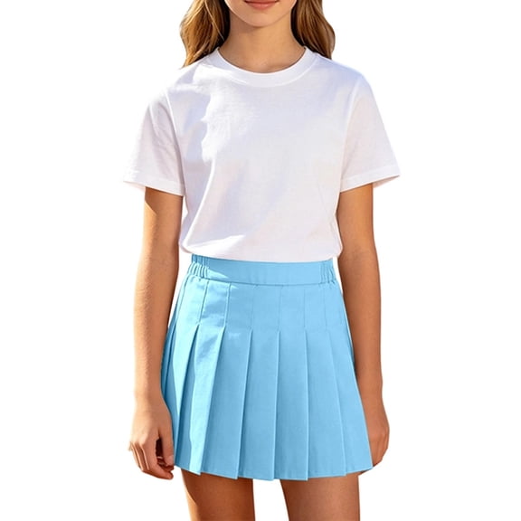 Tfken Daily Wear Soft Skirts Girls Trendy Holiday Back To School Pleated Skirts With Lined Shorts Fashion Child Breathable Clothes Size 3-4 Years
