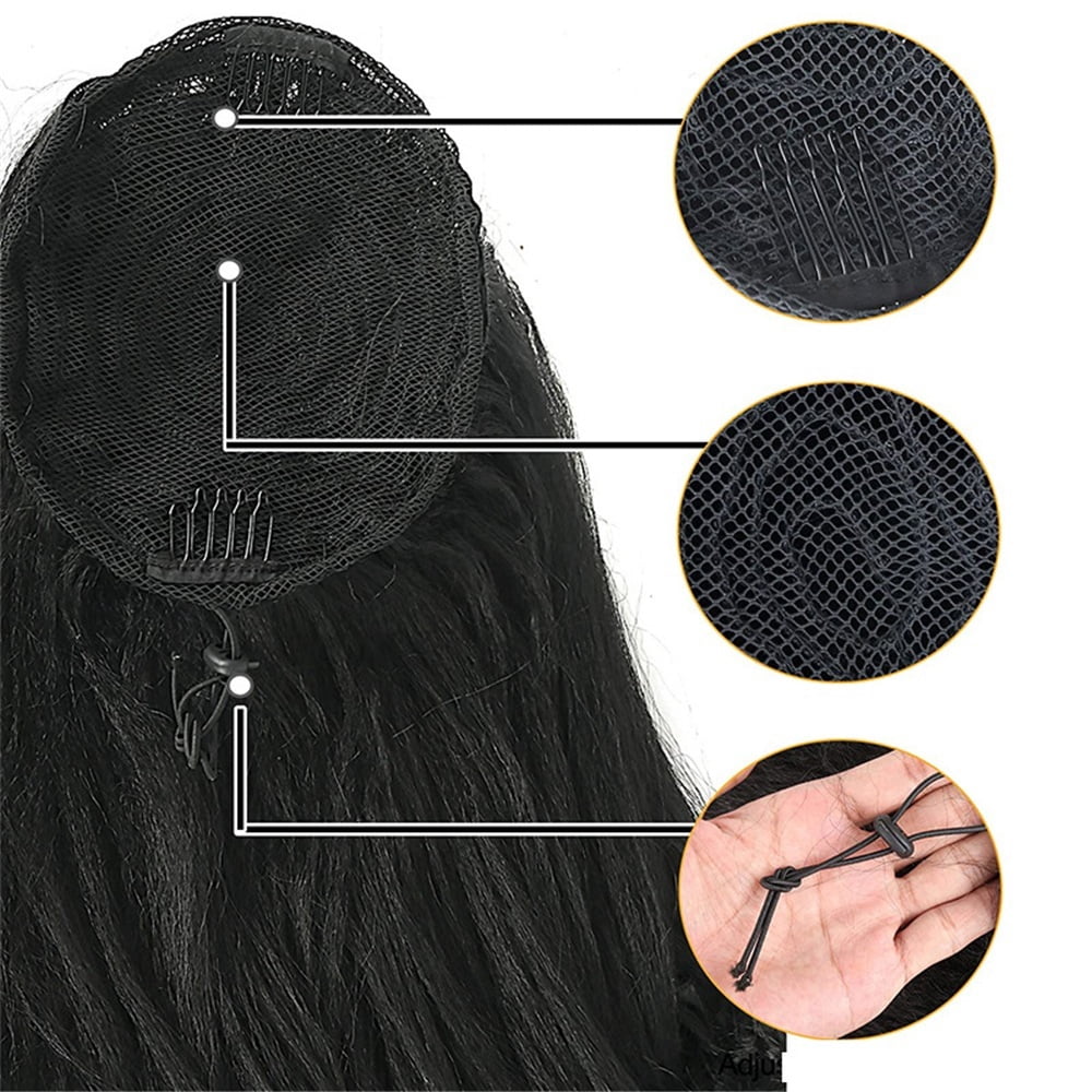Yaki Drawstring Ponytail with End Curls, 16 Inch Synthetic Heat Resistant Hairpiece Fake Hair Extensions for Women