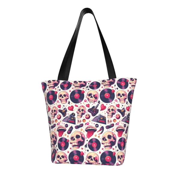 Easygdp Skull lips record Guitar Shoulder Bags for Women,Crossbody Bags Shoulder Purse Handbag for Women