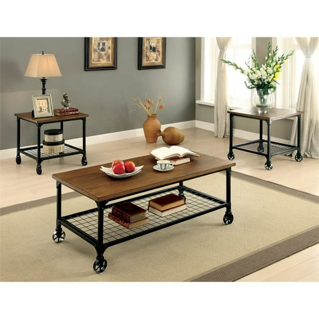 Furniture of America Ensemble de Table Basse 3 Pièces avec Roulettes Hamby