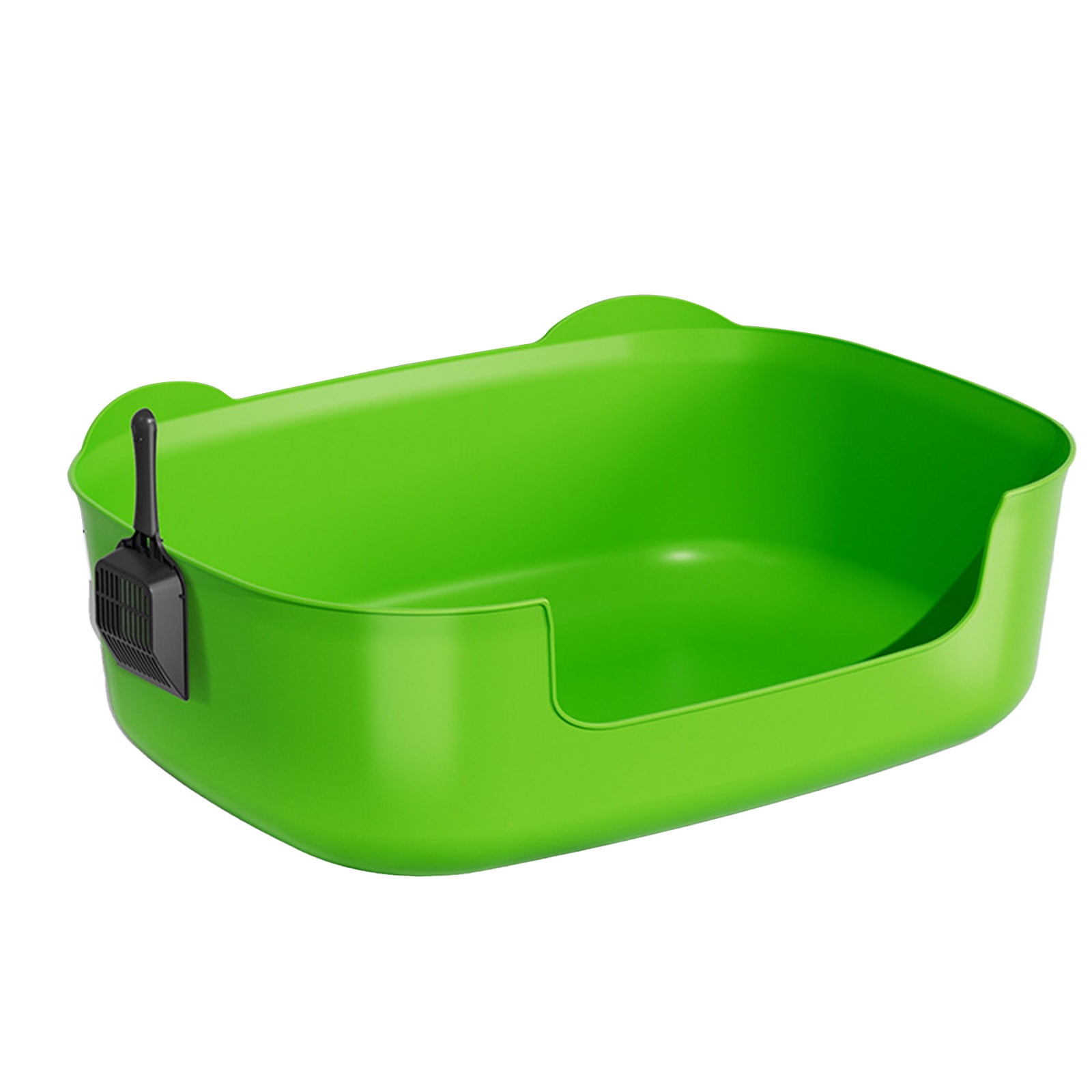 Large Cats Litter Box Banding Out Proof Spillage Proof, Pet Supplies Fully Open One Piece Litter Tray 40x29x14.5cm, PP Material Safe Design with Litter Spade, Easy Clean for Senior Cats or Kittens