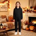 thumbnail image 5 of WAYUTE Girl's Halloween Long Sleeve Zip Up Hooded Jumpsuits Solid Color Soft Breathable Straight Leg Romper for Toddler Kids Festival Party,Black,Size 4 Y-5 Y, 5 of 7