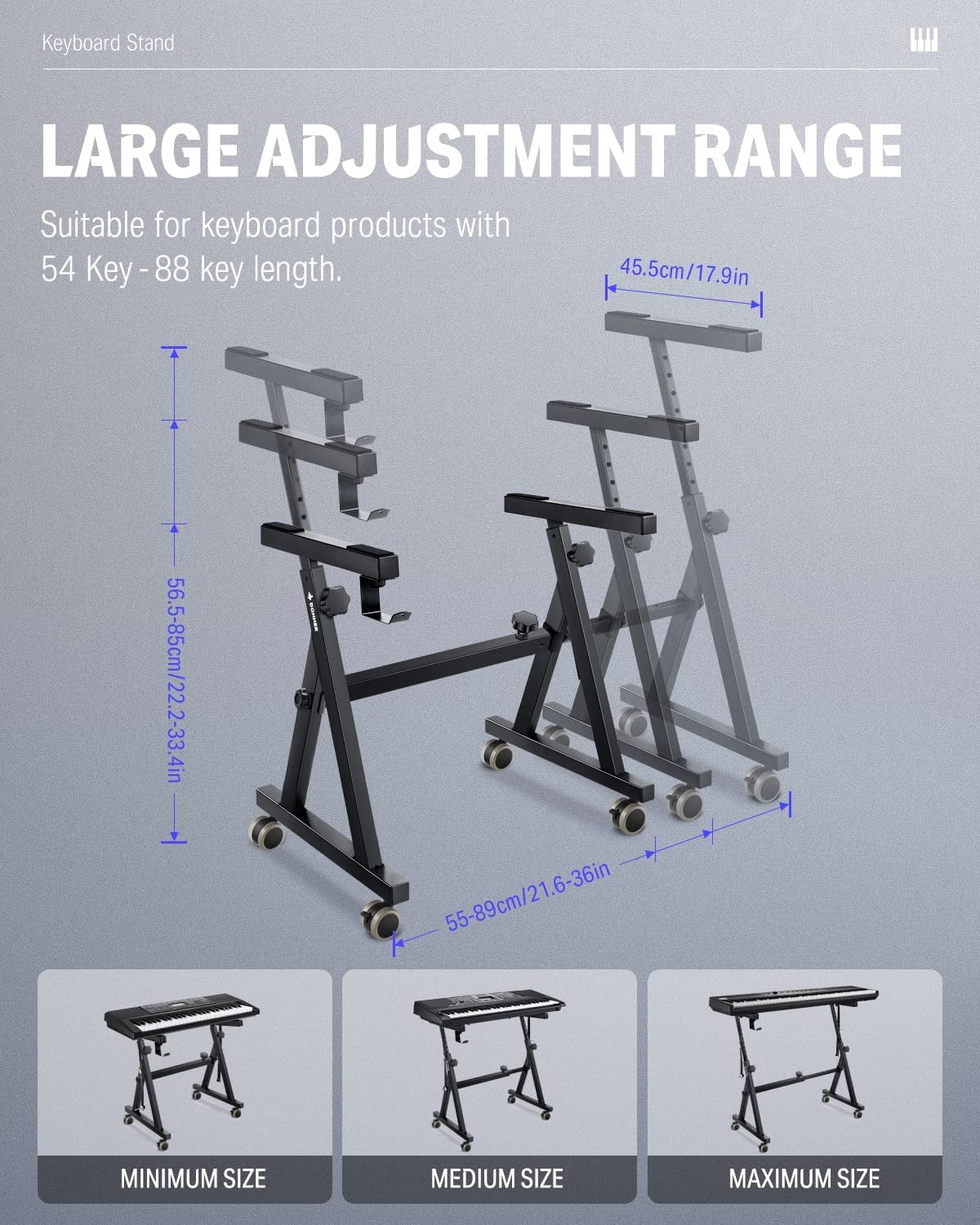 Donner Keyboard Stand, Z-style Heavy-Duty Piano Stand, Portable, Suitable for 54, 61 and 88 Keys Electric Keyboards Digital Pianos