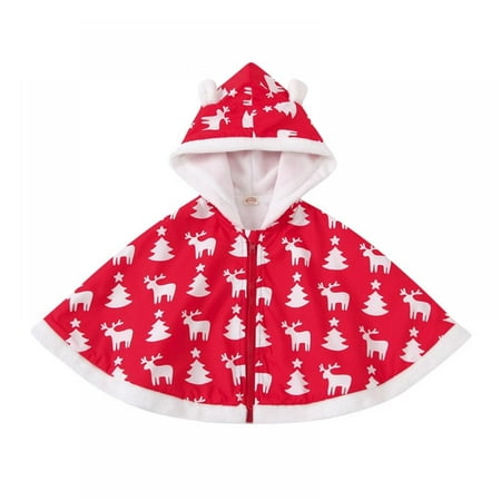 

MAXCOZY Toddler Baby Girl Christmas Red Cloak Mrs Claus Santa Velvet Hooded Poncho Cape Kids Xmas Costume Outfit 1-6 Years