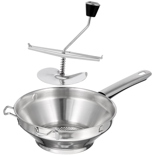 prensa de patatas manual de acero inoxidable para uso doméstico (plateado)