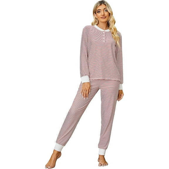 Richie House Women's Striped Print Sleep Long Sleeve Pants Sleepwear Pajama Set S-XXL RHW4037