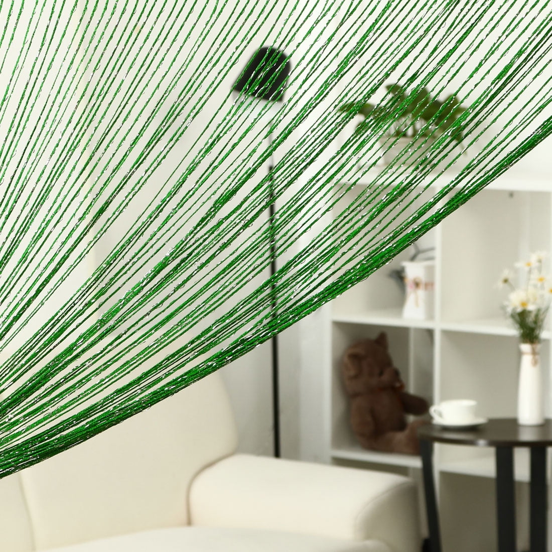 Unique Bargains Thread Strip Curtain Fringe Panel 39" x 79" Green