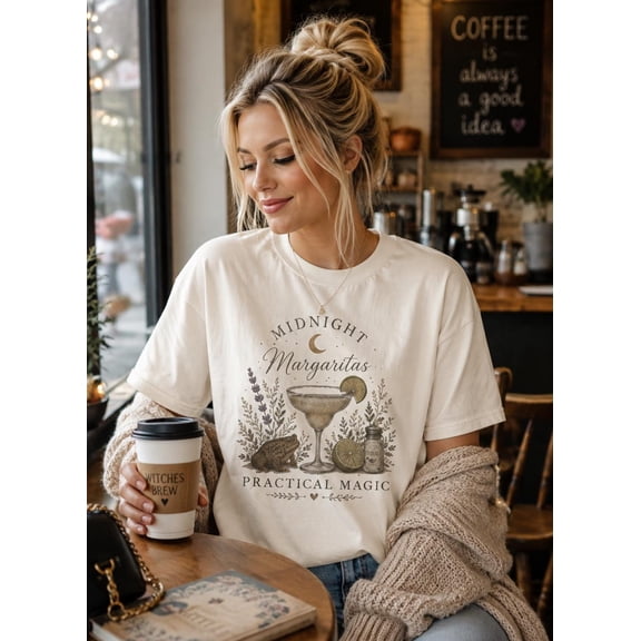Midnight Margaritas Practical Magic T-shirt Witchy Cocktail Shirt -white Magical Drink Tee Toad and Lavender Top Cottagecore Aesthetic Shirt