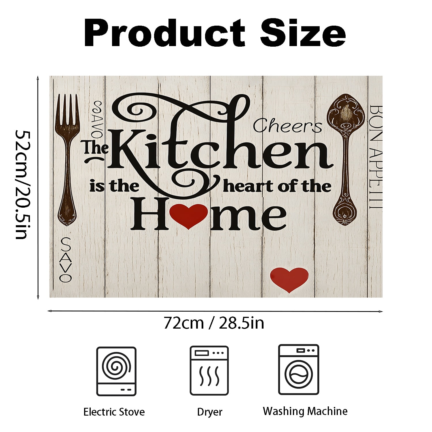 Stove Top Cover for Electric Stove, 28" x 20" Heat Resistant Glass Cooktop Protector Mat, Expands Counter Space, Multi-Purpose Countertop & Stove Cover, Farmhouse “Kitchen is the Heart of the Home” D