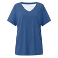 thumbnail image 5 of GEWSEY Womens V Neck Short Sleeve T Shirts Summer Tops 2025 Casual Loose Tees Trending Now (Blue, XL), 5 of 7