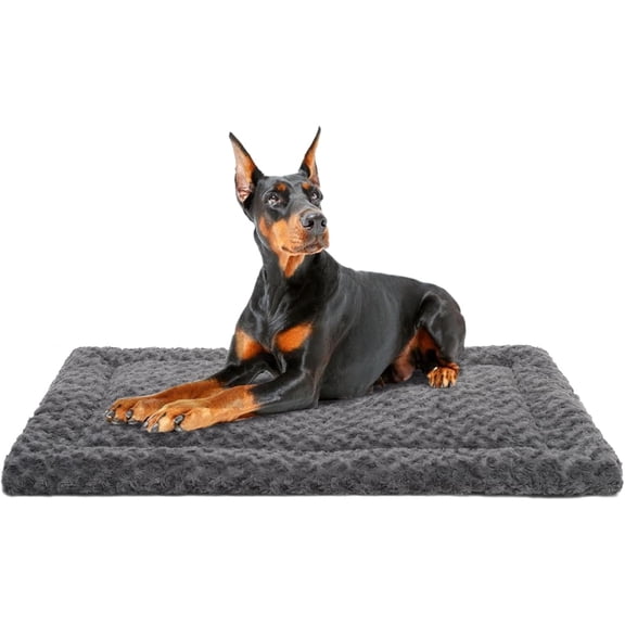 Washable Non-Slip Dog Crate Mat – 48x30 XXL, Ultra Soft Fluffy Bed for Large, Medium & Small Dogs (Gray)
