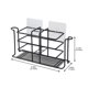 thumbnail image 3 of Portacepillos de pared para ducha, organizador de accesorios de baño de acero inoxidable plateado, color negro, 3 of 6