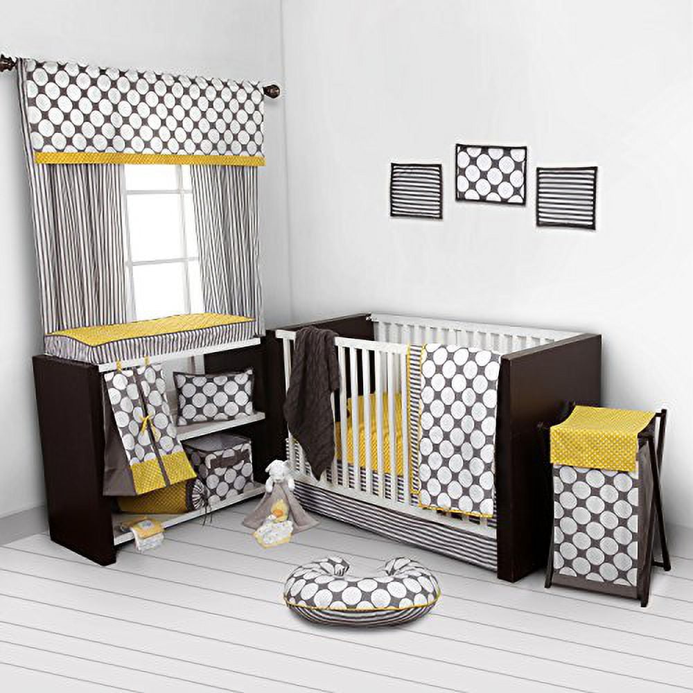 Bacati - Dots/Stripes Grey/Yellow Neutral Quilted Changing Pad Cover