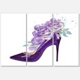 thumbnail image 2 of Designart Dark Purple Stiletto Shoe With Pink VIolet Roses Canvas Wall Art, 2 of 4