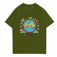 thumbnail image 2 of NAMTYQX Tops for Women 2025 Cool Oversized Relaxed Fit Lightweight Patterned Short Sleeve Gemustertes Crewneck Hip Womens Summer Tops Army Green Size M, 2 of 4