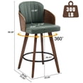 thumbnail image 3 of FOWEOAIU Bar Stools Leather Upholstered Swivel 26" Counter Stool for Bar Kitchen Island Bistro , Green (Set Of 2), 3 of 12