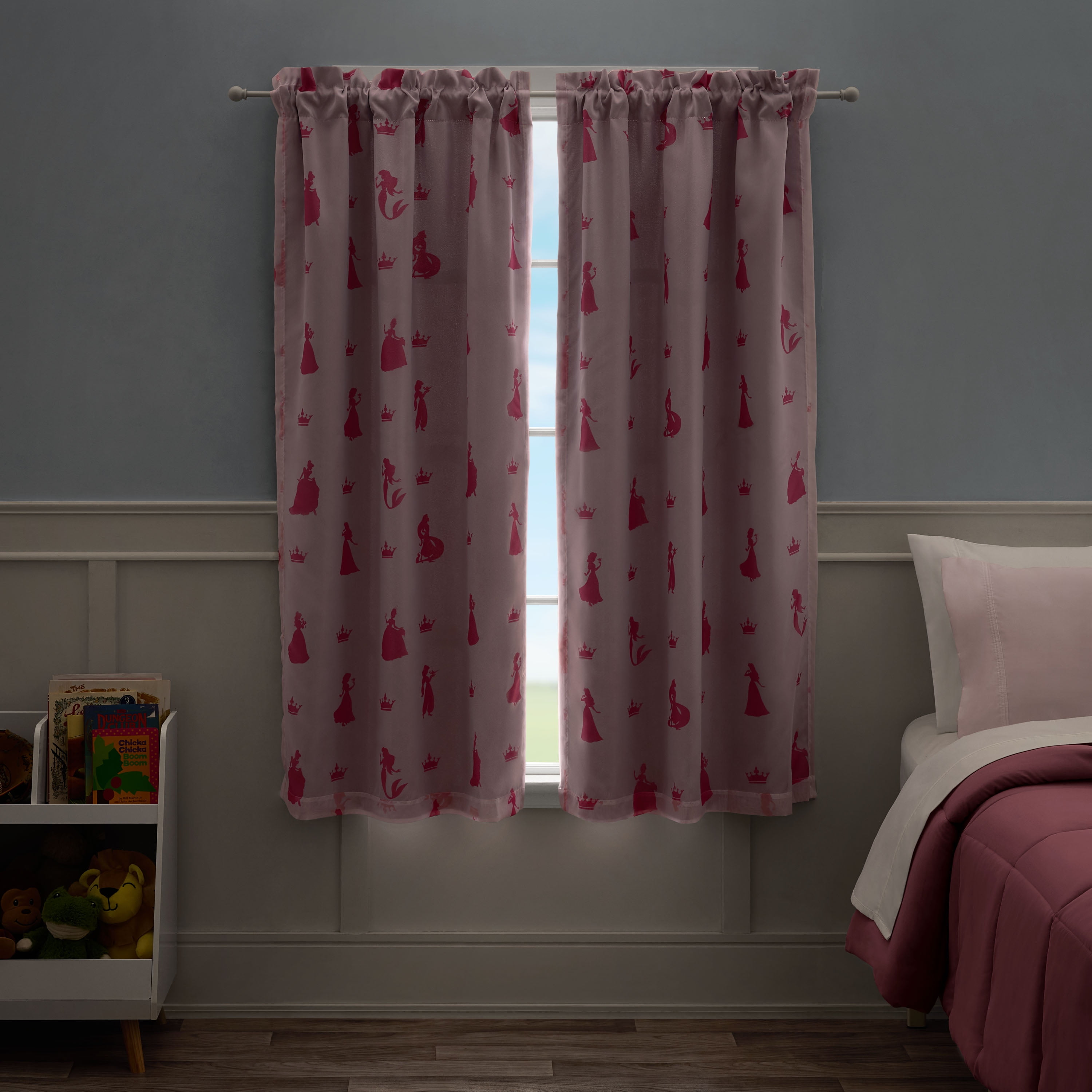 Princess Sheer and Blackout Kids Drape, 38" x 63", Pink and White, Disney