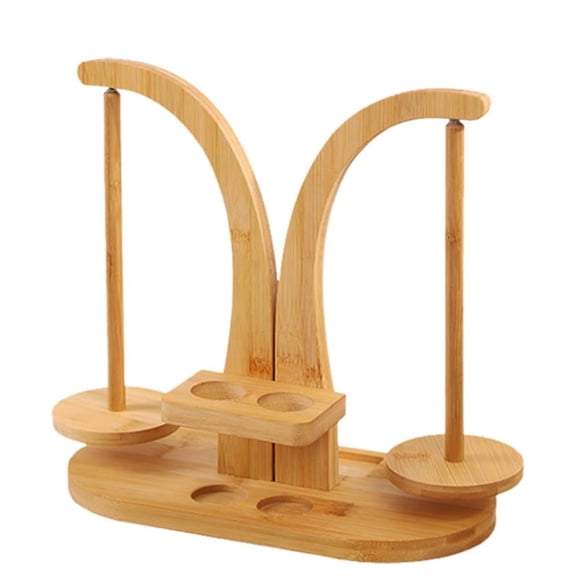 Magnetic Yarn Holder, Kvago Double Yarn Unwinder for Accessories Storage Attachment, Wooden Rotating Yarn Roll Holder for Crochet and Knitting (Natural Color)