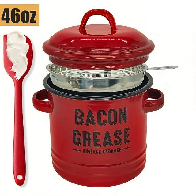 D Vintage Large Capacity Enamel Pot With Oil Preserving Lid For Storage Kitchen Use Metal Material Style D