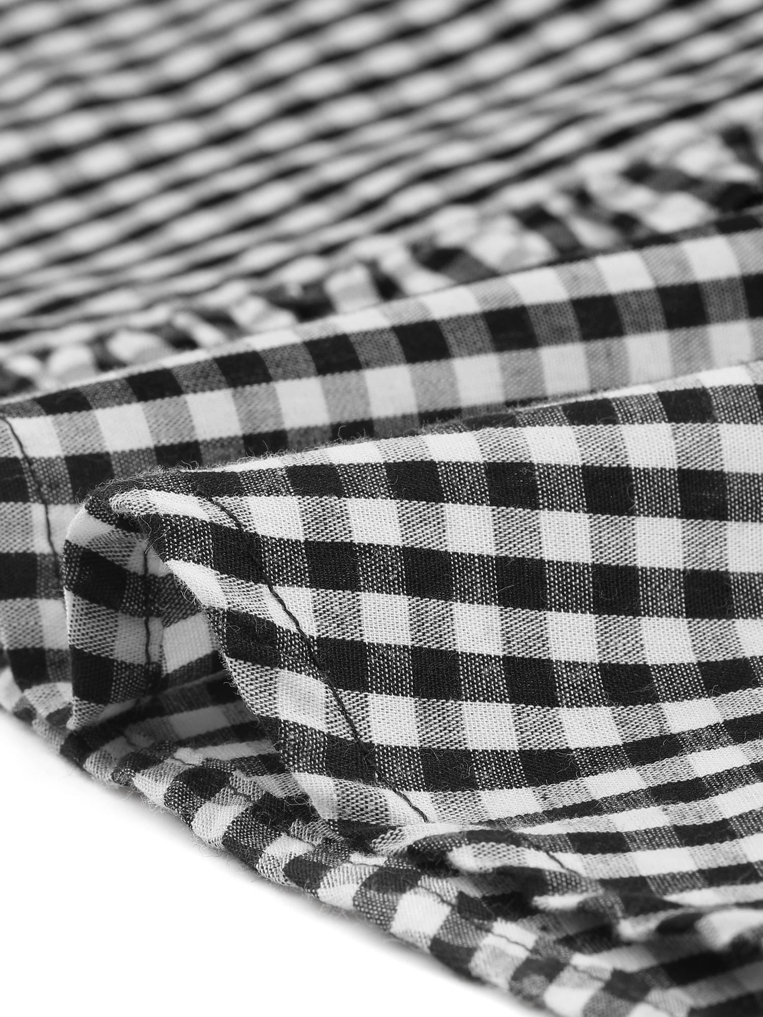 DARING DIVA Women's Cap Sleeve Plaid Gingham Ruffle Blouse M Black