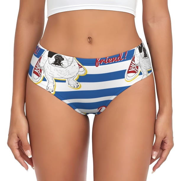 Balery Bulldog Friend Ropa Interior de Algodón para Mujer con Dibujo – Braguitas Cómodas y Elásticas, Estilo Clásico-3X-Large