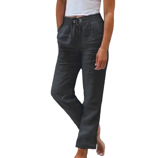 Women Solid Casual Pocket Wide Leg Pants - Belt, Elastic Waist, Button, Loose, Spring/Summer/Autumn, Sizes S - XXL
