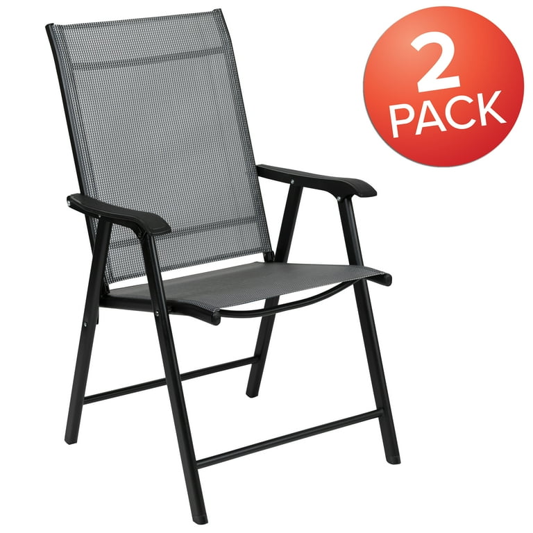 Flash Furniture Black Outdoor Folding Patio Sling Chair 2 Pack