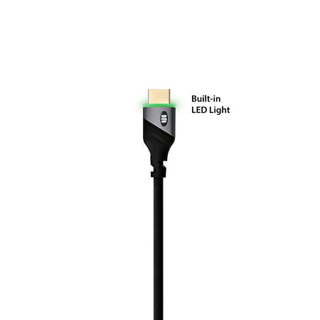 Monster High Speed 4K HDR HDMI Cable with Built-in Green LED Light - 6ft