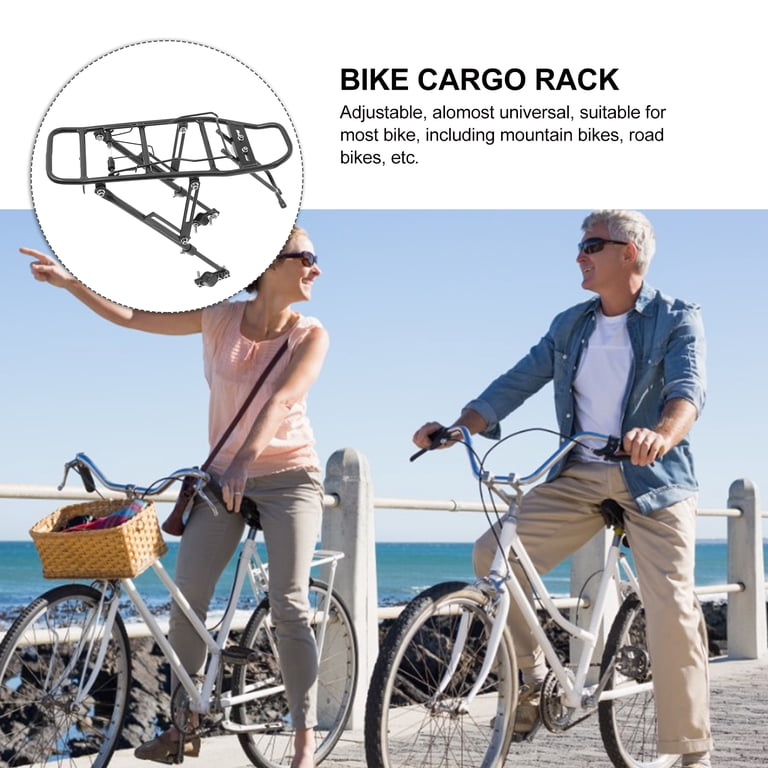 Rear Bike Rack With Foldable Basket - 80kg Capacity Adjustable Touring Carrier For 26-29" Bikes