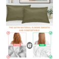 thumbnail image 4 of Sage Green Satin Pillowcase for Hair and Skin with Zipper, Soft Breathable Cooling Silk Pillow Cases, Brown Solid Color Simple Abstract Throw Pillow Covers King Size 20"x36" Set of 2, 4 of 6
