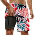 thumbnail image 2 of CONZONE Mens Swim Trunks With Stretch Liner Hawaiian Graphic Board Shorts for Men Elastic Waist Drawstring Lightweight Quick Dry Summer Beach Swim Shorts, 2 of 4