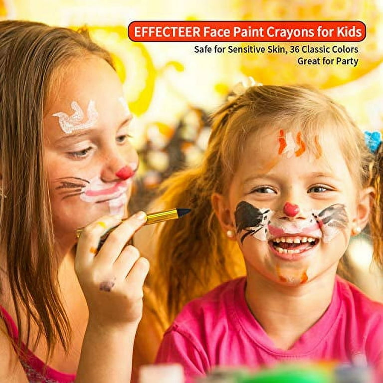 EFFECTEER Face Paint Kit for Kids, 18 Large Water Based Paints, 4 Large  Stencils, 36 Small