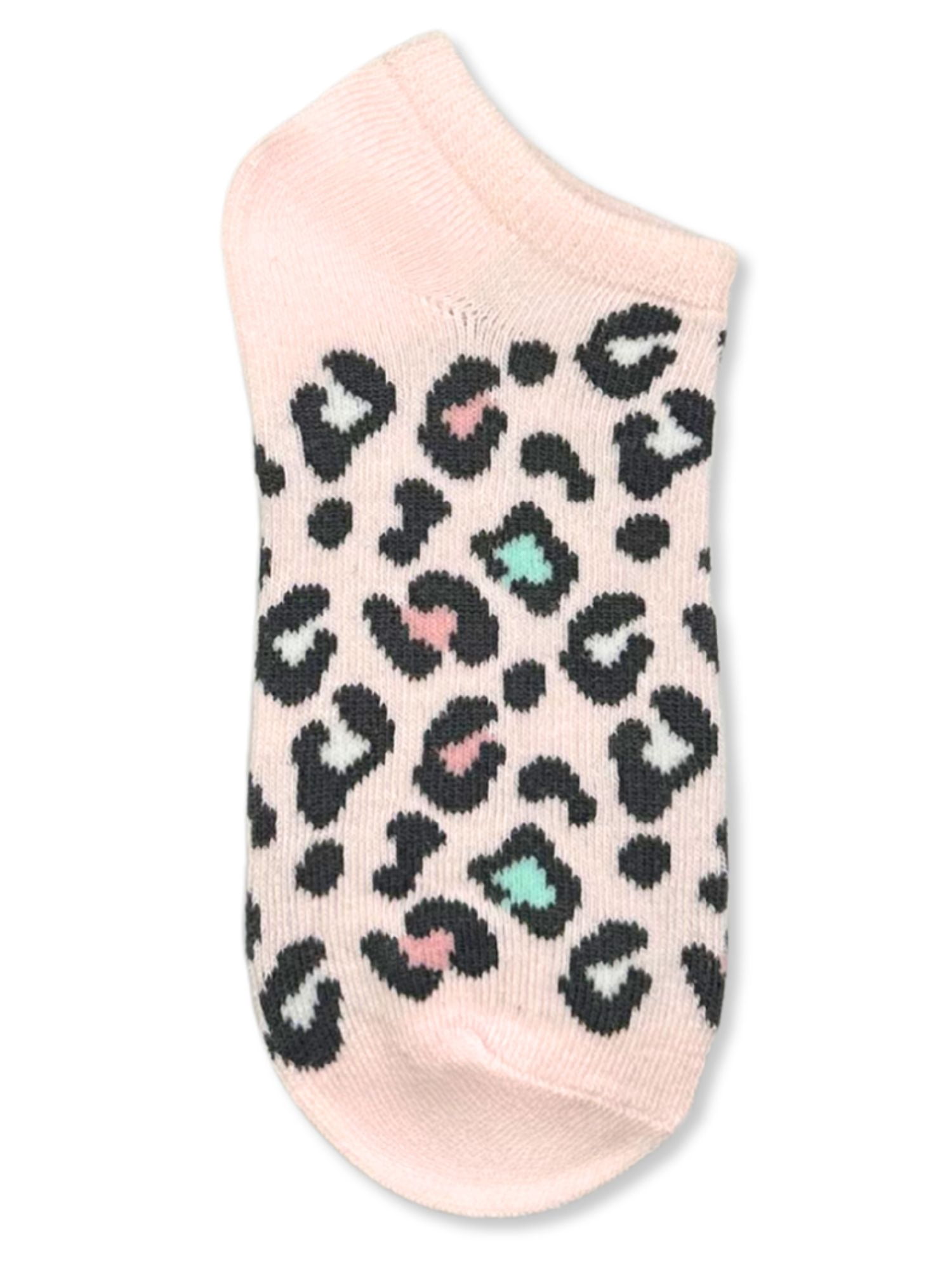 Wonder Nation Girls Leopard No-Show Socks, 10-Pack, Sizes S-L