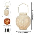 thumbnail image 4 of Set of 2 Moroccan Style Metal Table Lamp 18cm H Battery Powered Cordless Lamp with LED Fairy Lights Bulb, 4 of 9