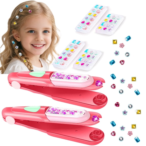 Hair Gem Stamper Kit 2Pieces Hair Styling Tool with Reusable Shining Diamonds Christmas Birthday Gifts Toys for Girls