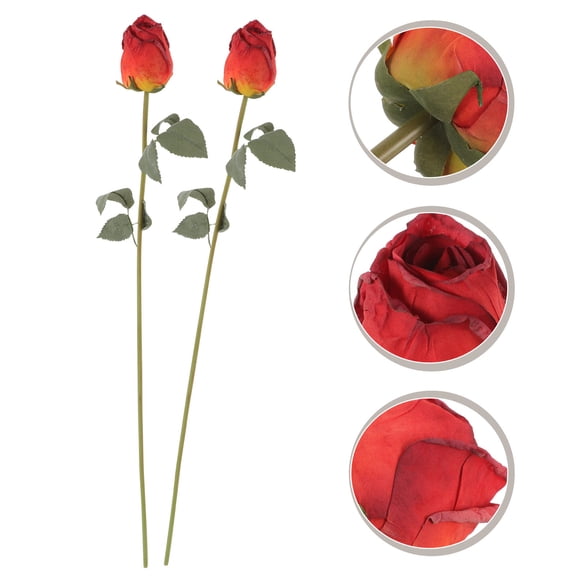 OUNONA Realistic Red Silk Flowers for Wedding Table Centerpieces 2Pcs