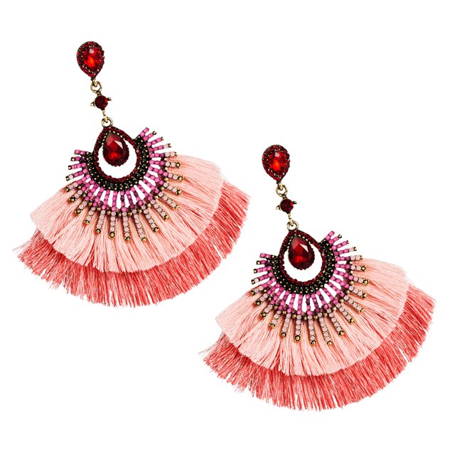 2 uds pendientes de borla accesorios de ropa flecos gota de diamantes de imitación oreja colgante Rosado Yuyangstore pendientes de borla