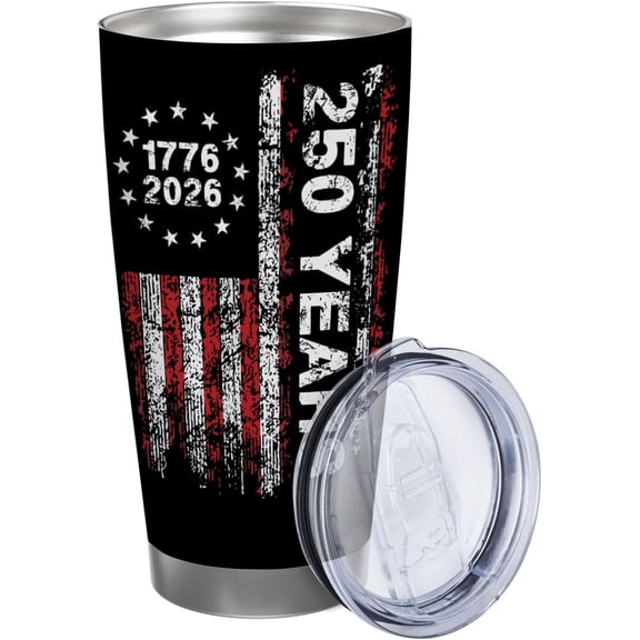 250th Birthday America 4th Of July Tumblers for School, Patriotic USA American Flag Stainless Steel Vacuum Insulated Cup with Lid Straw 20oz