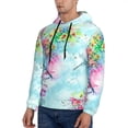 thumbnail image 3 of Kdxio Dragonfly Floral Print Mens Casual Hooded Collar Drawstring Hoodies Pullover Sweatshirts Casual Long Sleeve Shirts-3X-Large, 3 of 7