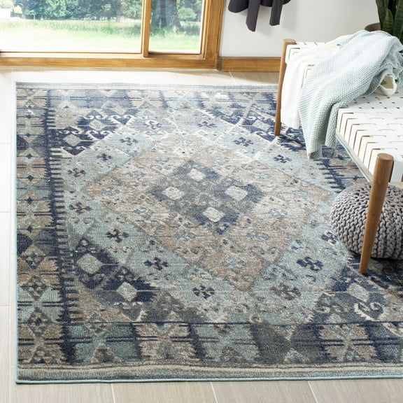 SAFAVIEH Outdoor MTG236K Montage Collection Blue / Grey Rug
