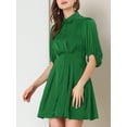 thumbnail image 6 of MODA NOVA Junior's Half Sleeve Waist Belted Button Down Point Collar Shirt Dress, 6 of 6