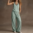 thumbnail image 7 of PRINxy Women Multi Pocket Daily Two Piece Set Summer Sleeveless V Neck Vest High Waist Wide Leg Pants Travel Home Comfortable Leisure Outfit Blue XL, 7 of 7